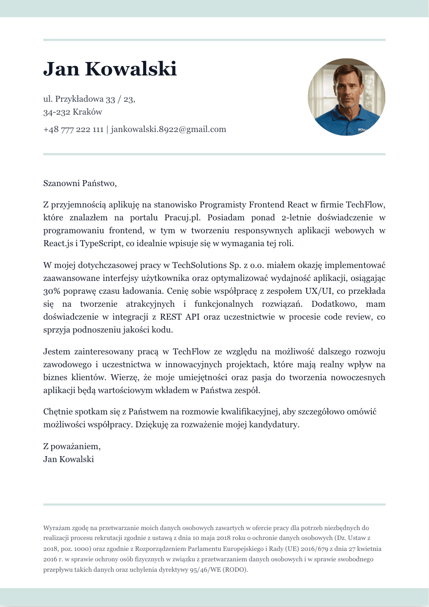 Szablon listu motywacyjnego #12