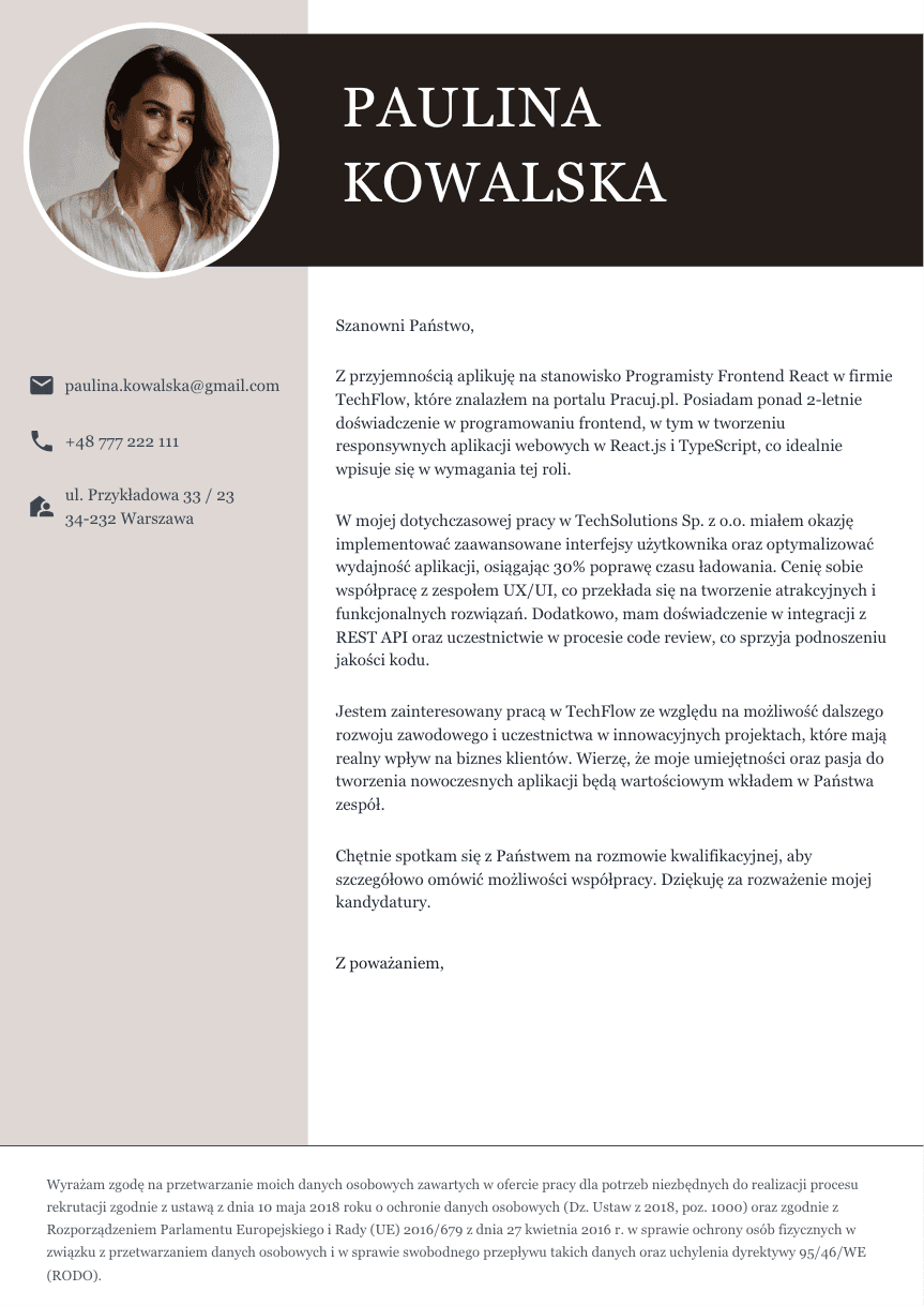 List Motywacyjny - Szablon 11